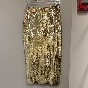 Gold Sequin Midi Skirt